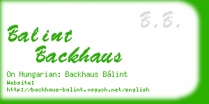 balint backhaus business card